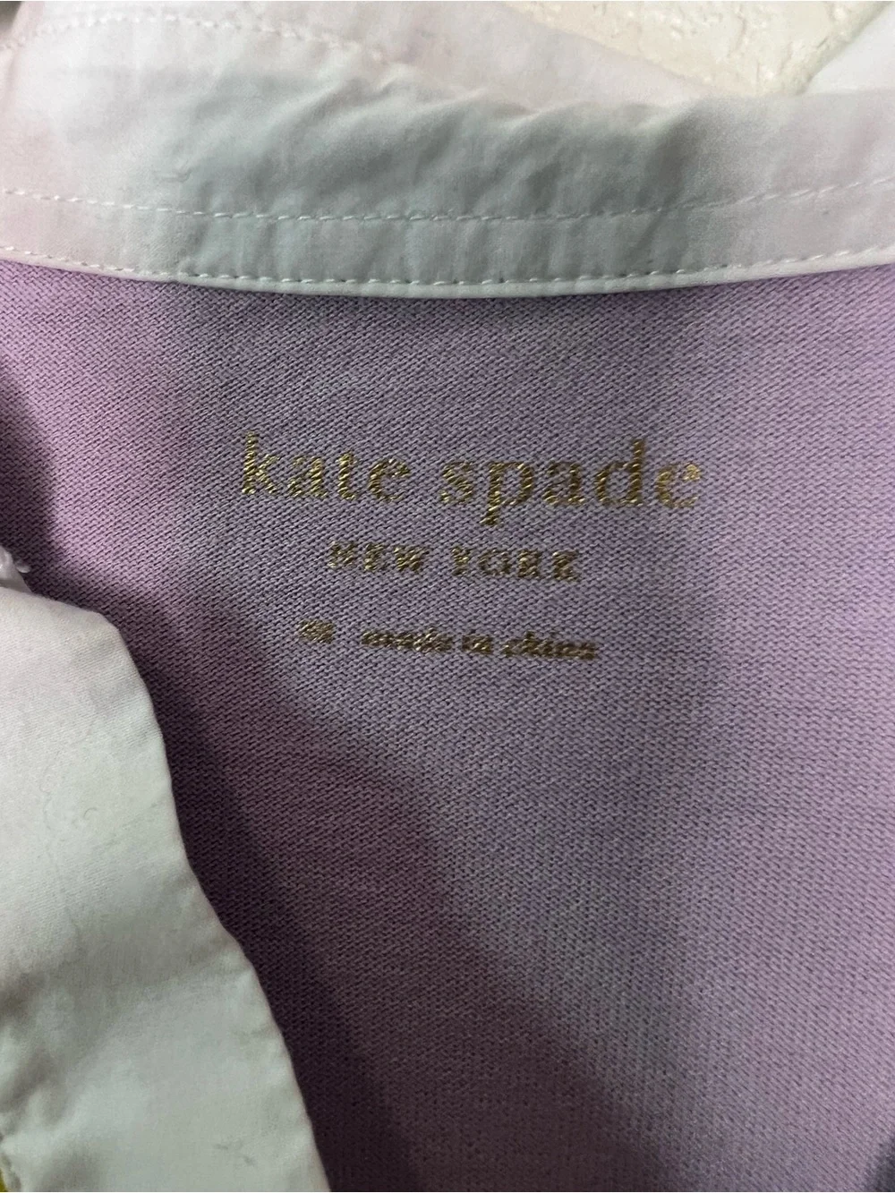 Kate Spade New York Purple Yellow Puff Sleeve Polo Top M 100% Cotton